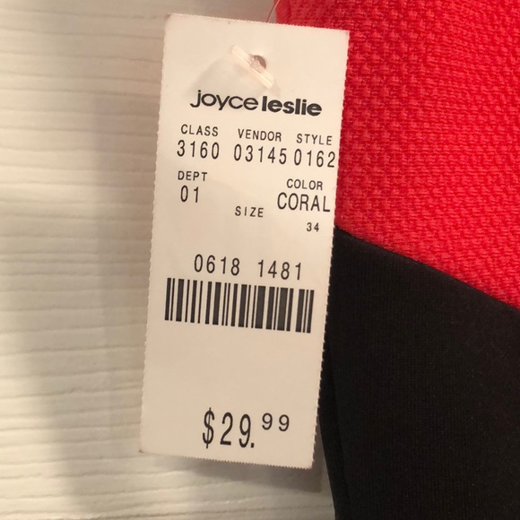 Coral and Black Mini Dress - Picture 4 of 5